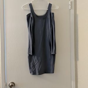 Black milk cold shoulder grey long sleeve dress xs